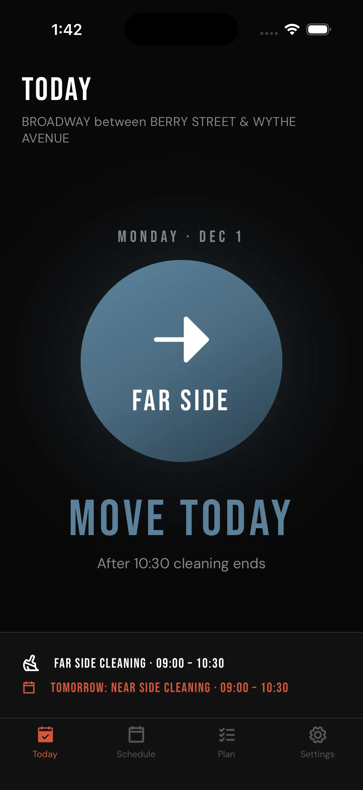 StreetPark.NYC Today view showing parking status